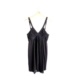 BCBGMaxAzria Y2K Babydoll Dress Size 10 Black Beaded Trim Whimsigoth Cocktail